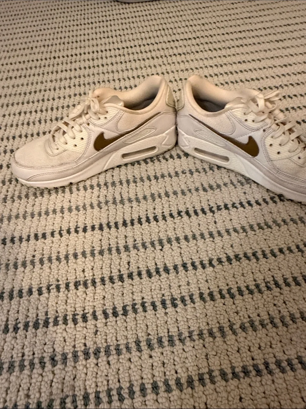 Nike Women’s Cream Sneakers with Gold Swoosh